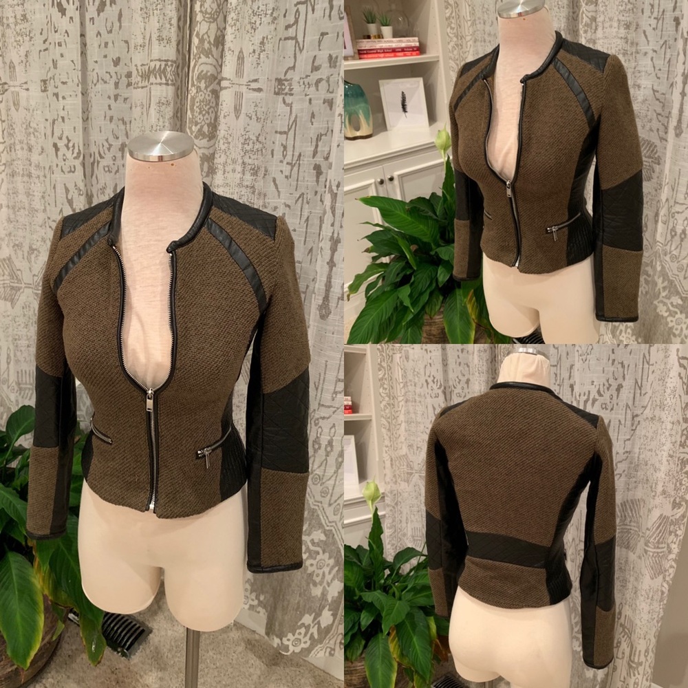 H&M tweed and leather jacket